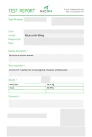Retatrutide 60 mg customer-shared report: first page, low-resolution preview