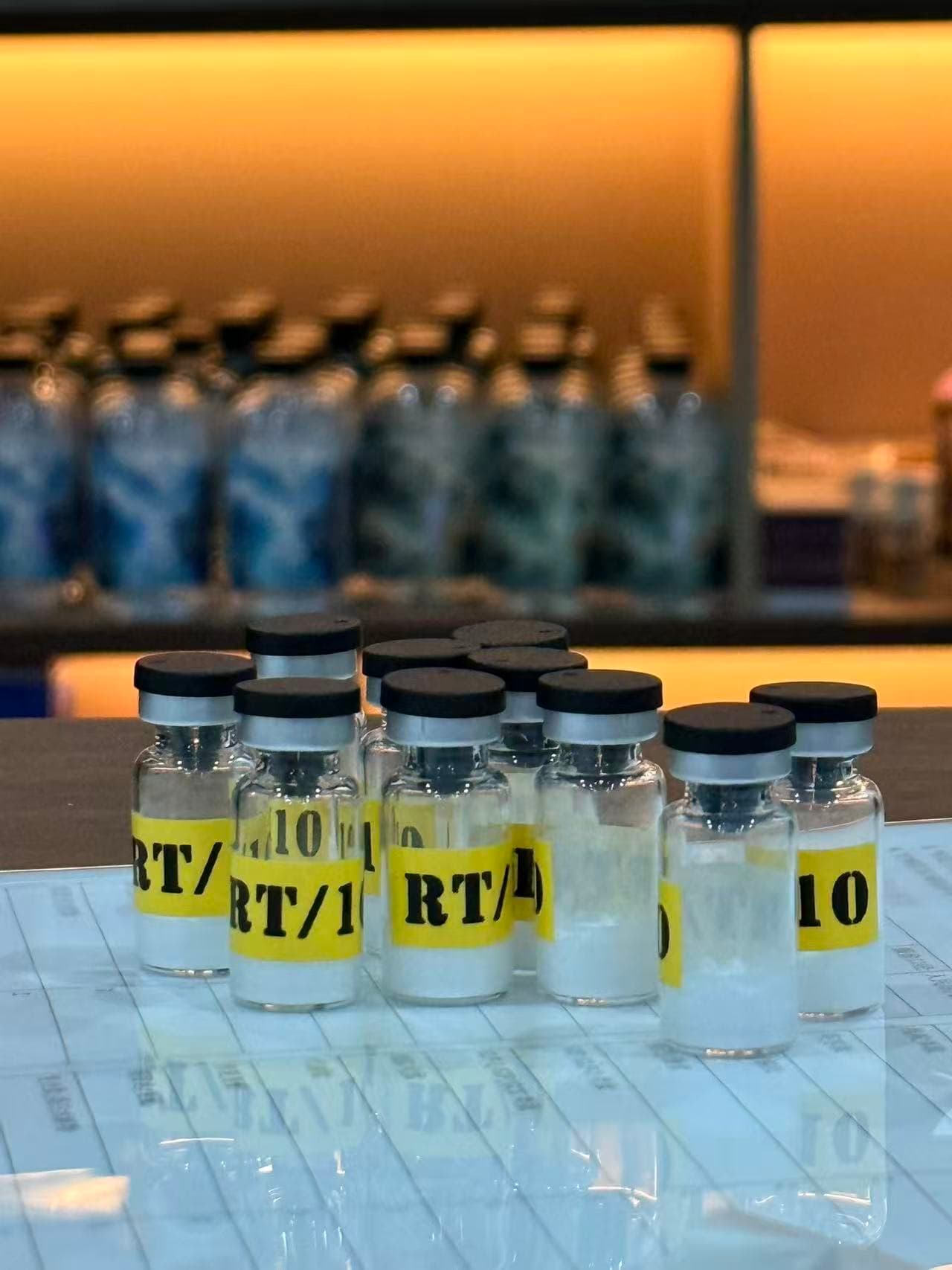 Lyophilized peptide vials with batch labels, the finished product format covered by every entry in the Lyochem A-Z directory.